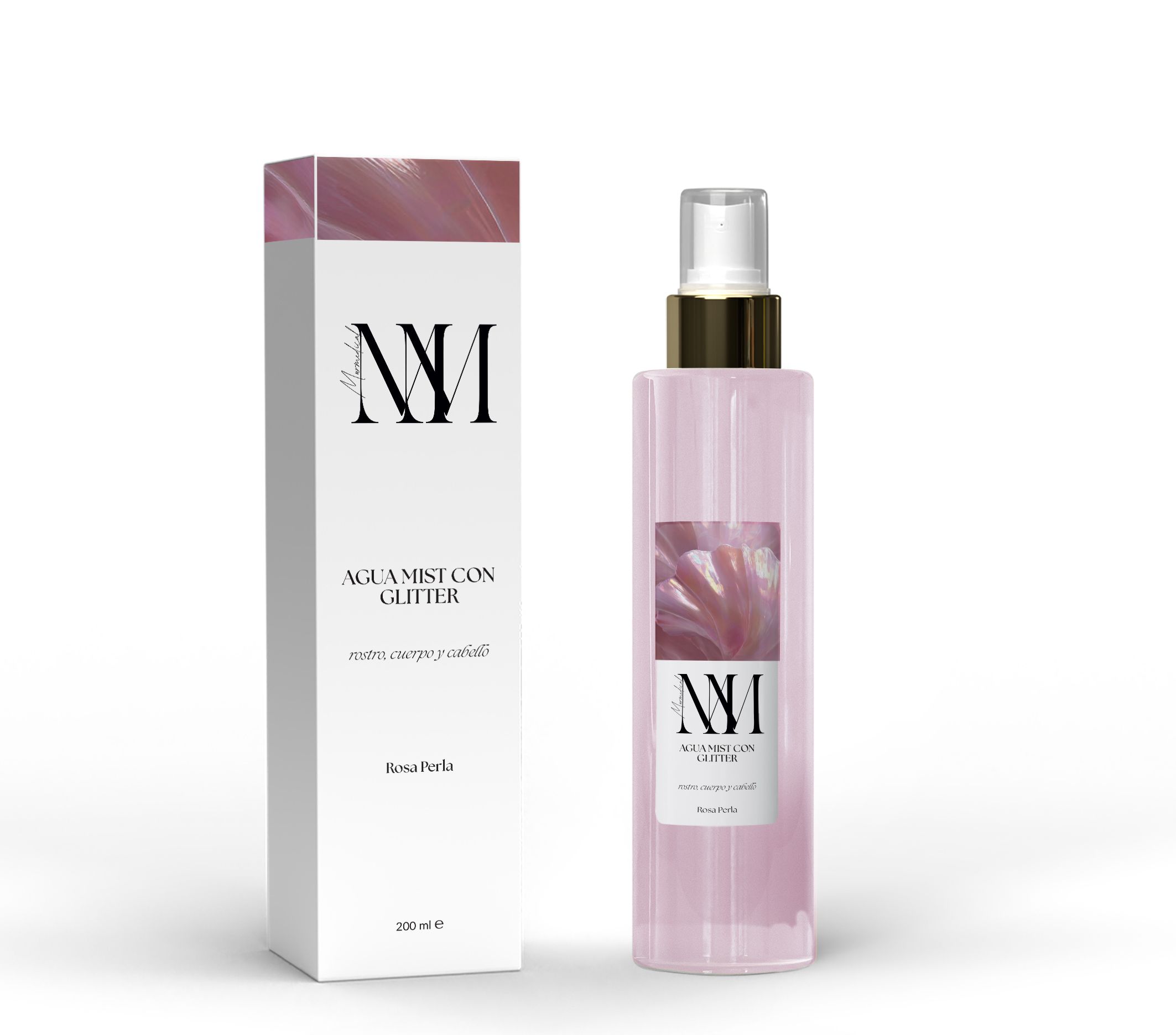 AGUA MIST CON GLITTER ROSA PERLA ROSTRO, CUERPO Y CABELLO 200 ML